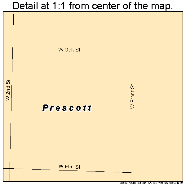 Prescott, Kansas road map detail