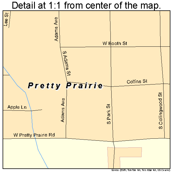 Pretty Prairie, Kansas road map detail