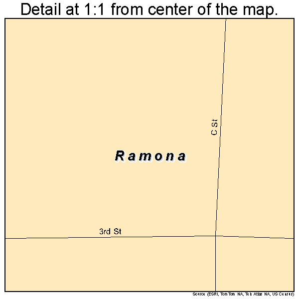 Ramona, Kansas road map detail