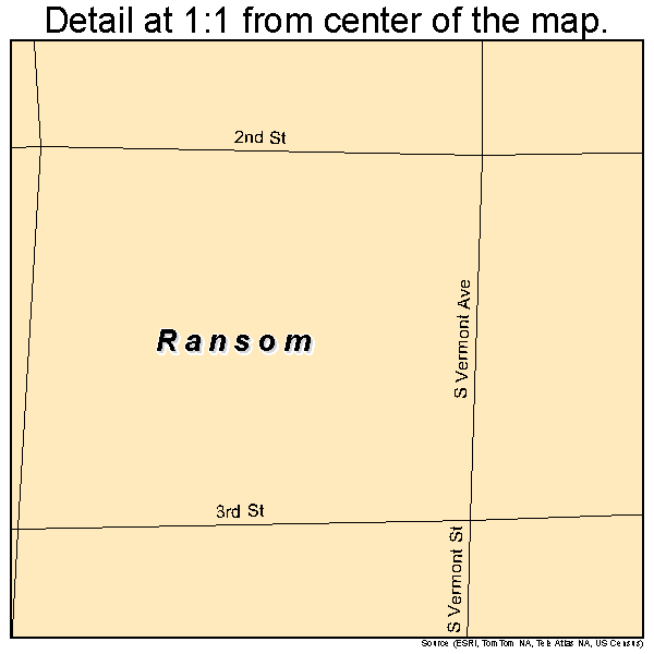 Ransom, Kansas road map detail