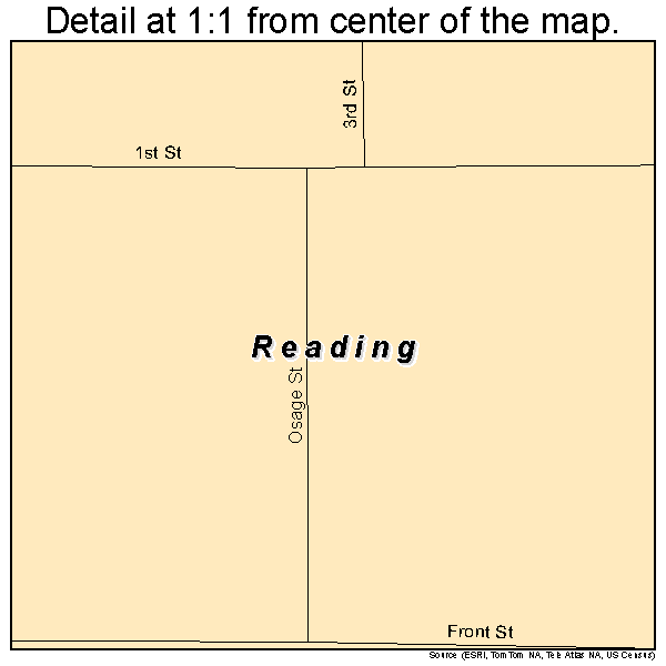 Reading, Kansas road map detail
