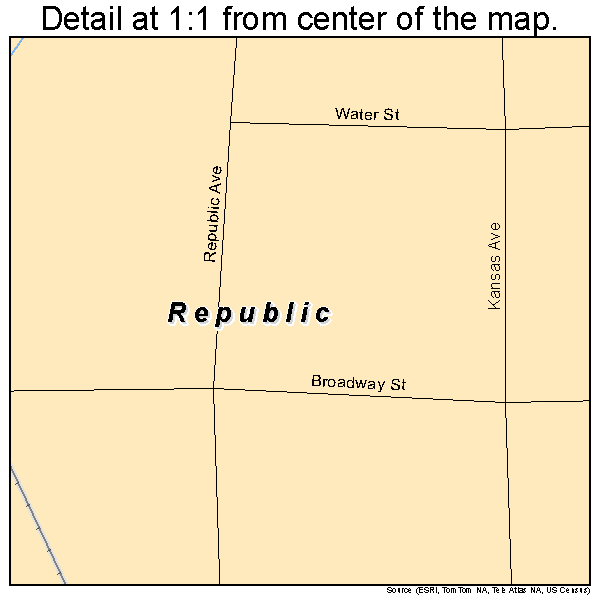 Republic, Kansas road map detail