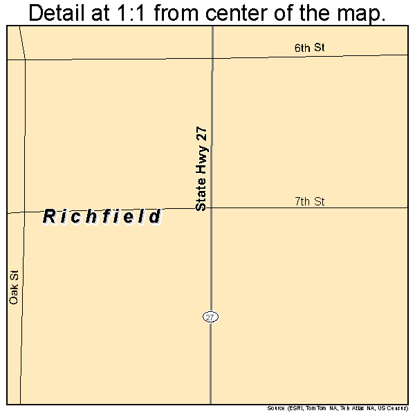 Richfield, Kansas road map detail