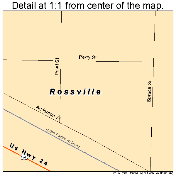 Rossville, Kansas road map detail