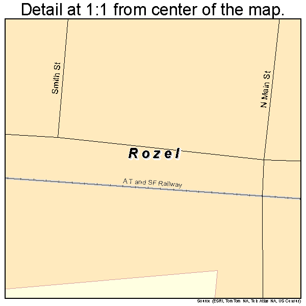 Rozel, Kansas road map detail
