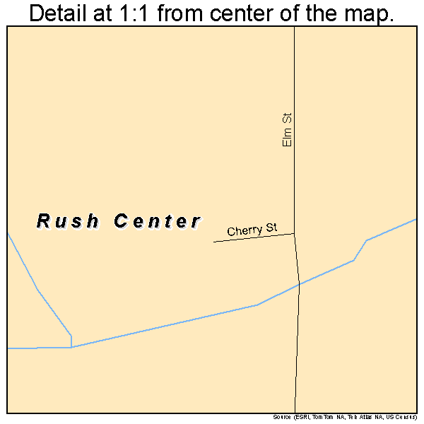 Rush Center, Kansas road map detail