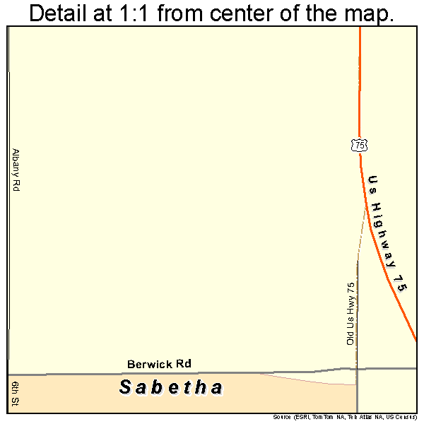 Sabetha, Kansas road map detail