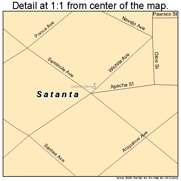Satanta, Kansas road map detail