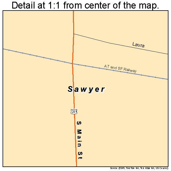 Sawyer, Kansas road map detail