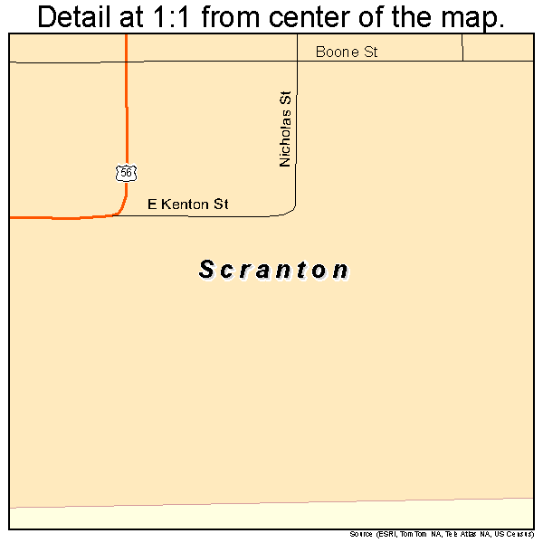 Scranton, Kansas road map detail