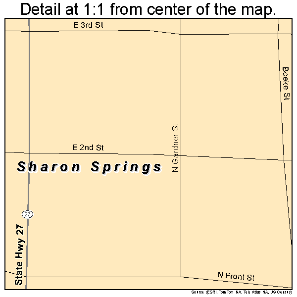 Sharon Springs, Kansas road map detail