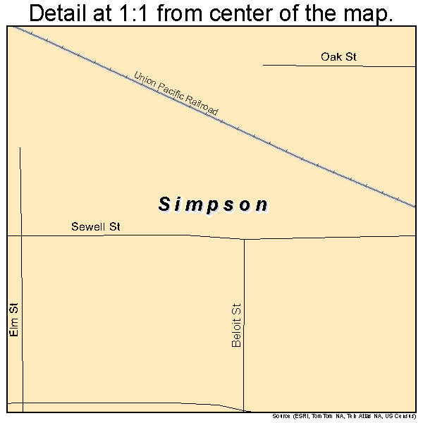 Simpson, Kansas road map detail