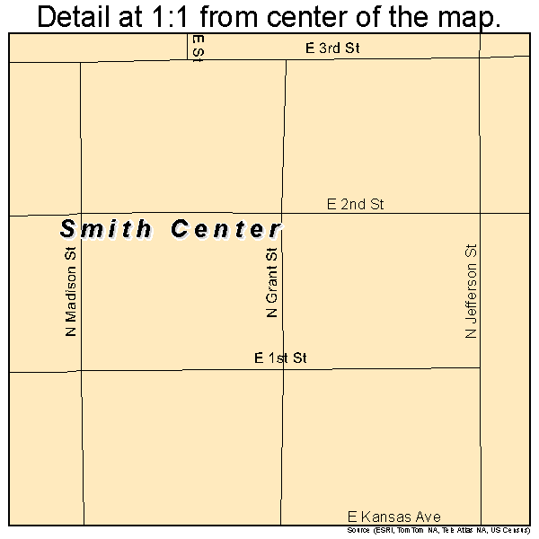 Smith Center, Kansas road map detail
