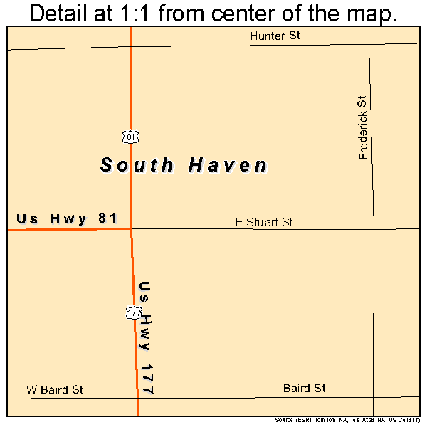 South Haven, Kansas road map detail