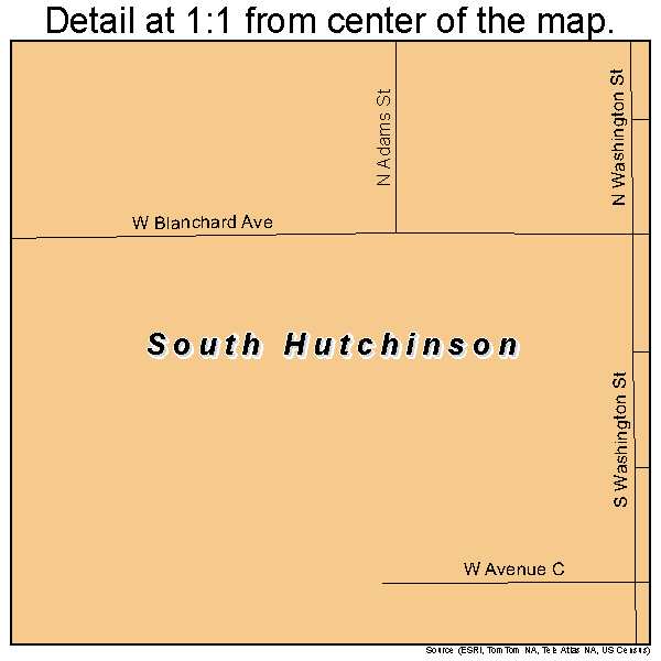 South Hutchinson, Kansas road map detail