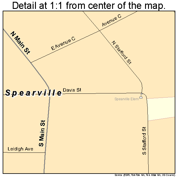 Spearville, Kansas road map detail