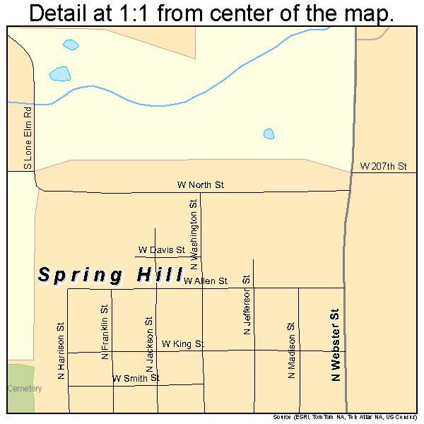 Spring Hill, Kansas road map detail