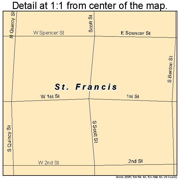 St. Francis, Kansas road map detail