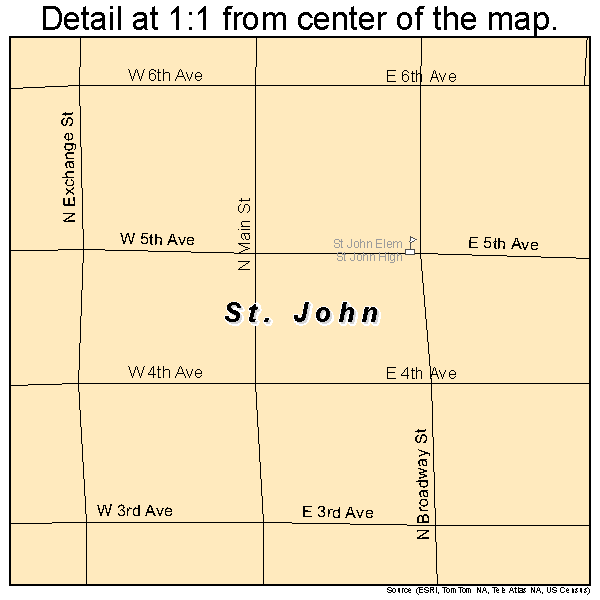 St. John, Kansas road map detail