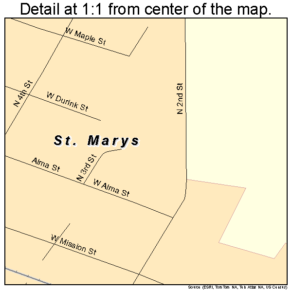 St. Marys, Kansas road map detail