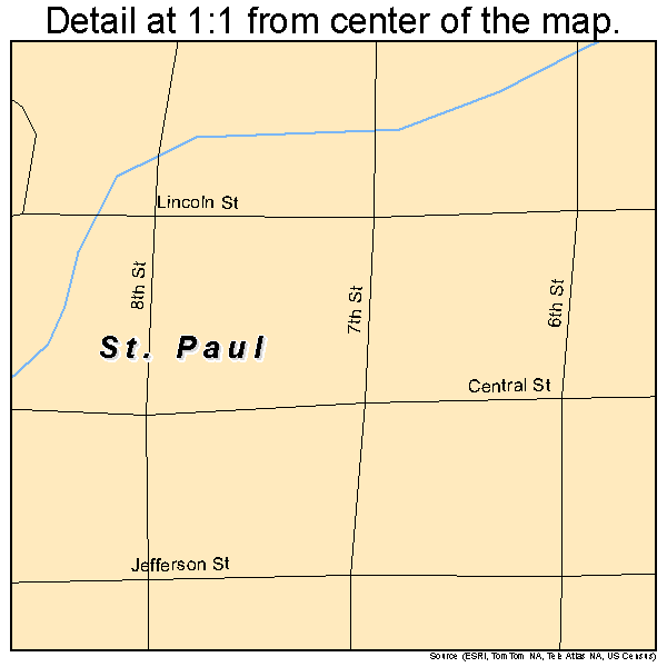 St. Paul, Kansas road map detail