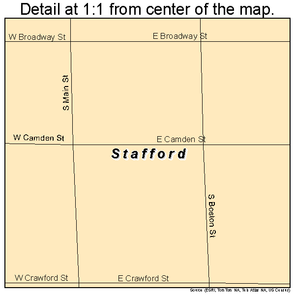 Stafford, Kansas road map detail