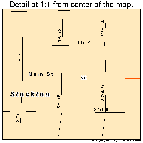 Stockton, Kansas road map detail