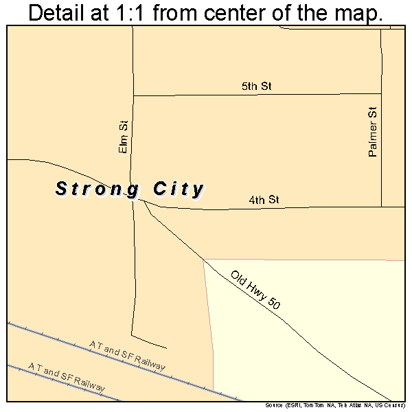 Strong City, Kansas road map detail