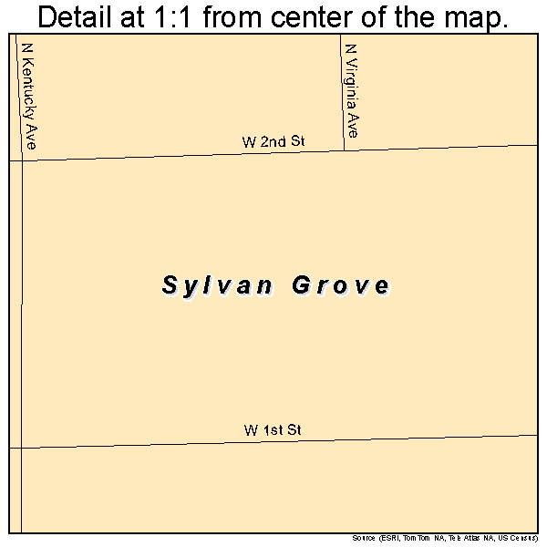 Sylvan Grove, Kansas road map detail