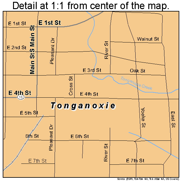 Tonganoxie, Kansas road map detail