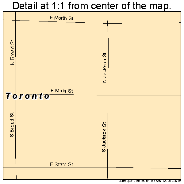 Toronto, Kansas road map detail