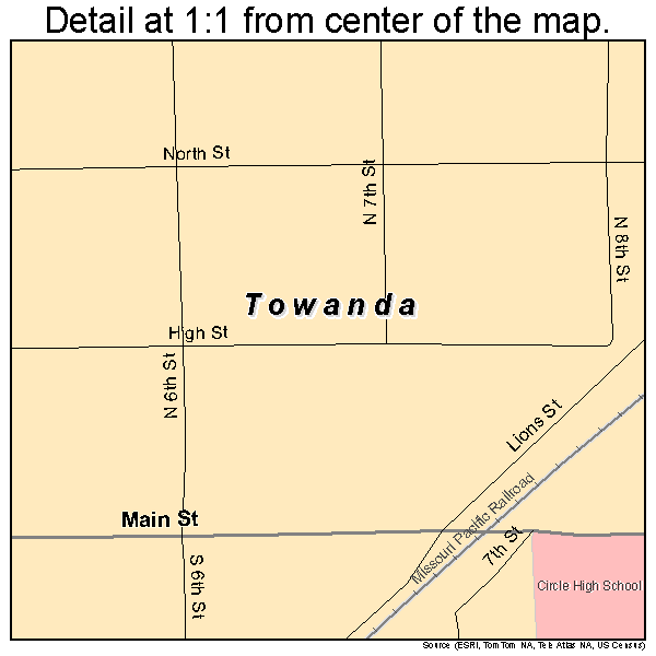 Towanda, Kansas road map detail