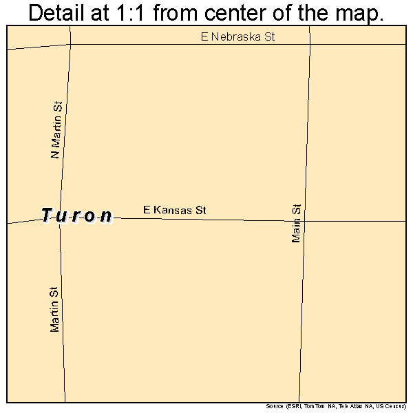Turon, Kansas road map detail