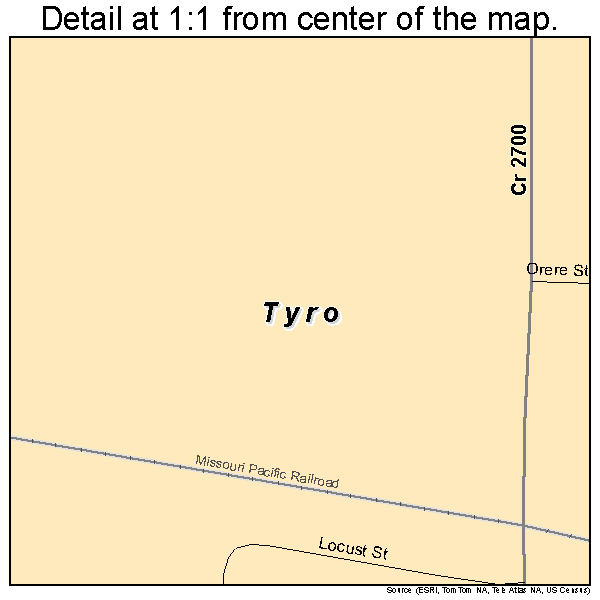 Tyro, Kansas road map detail