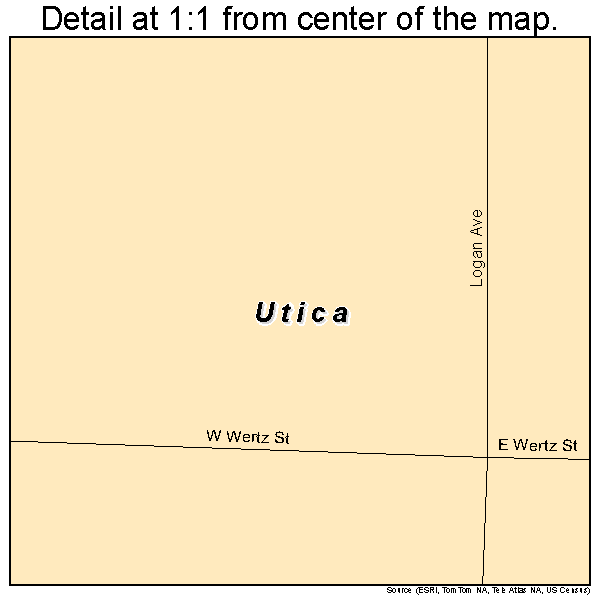 Utica, Kansas road map detail