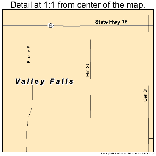 Valley Falls, Kansas road map detail