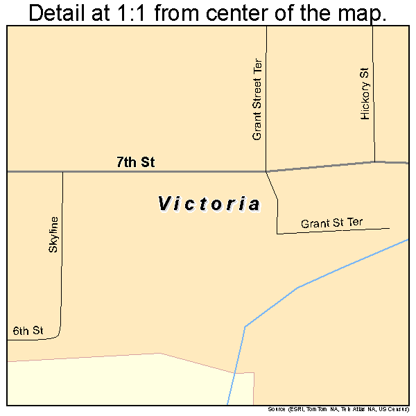 Victoria, Kansas road map detail