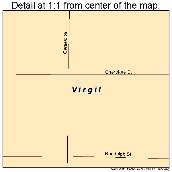 Virgil, Kansas road map detail