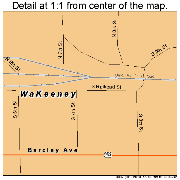 WaKeeney, Kansas road map detail