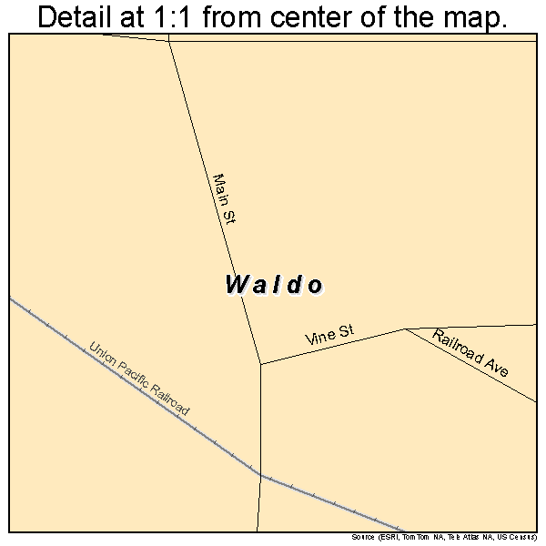 Waldo, Kansas road map detail