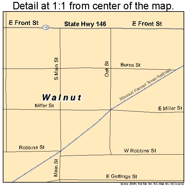 Walnut, Kansas road map detail