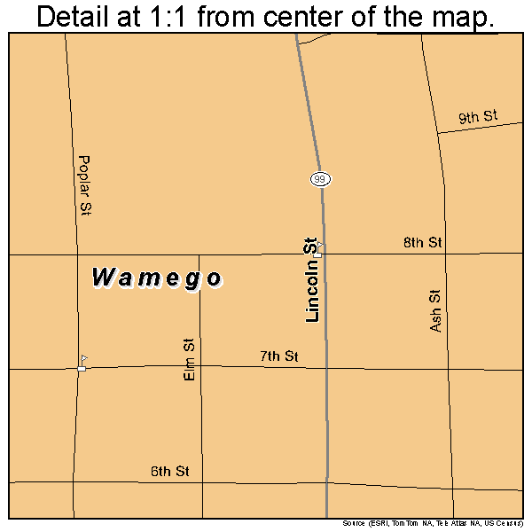 Wamego, Kansas road map detail