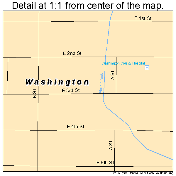 Washington, Kansas road map detail