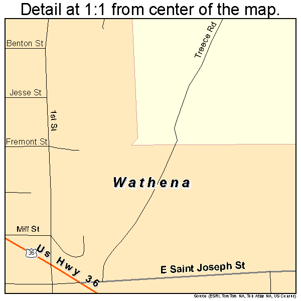 Wathena, Kansas road map detail