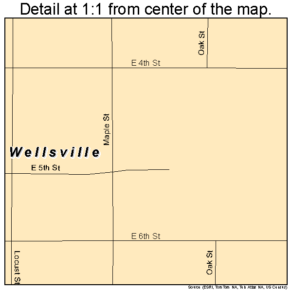 Wellsville, Kansas road map detail