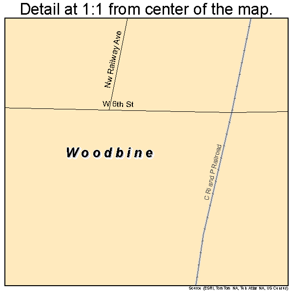 Woodbine, Kansas road map detail