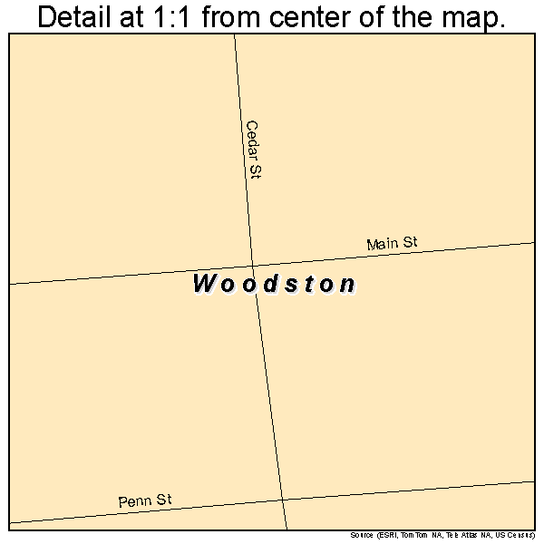 Woodston, Kansas road map detail
