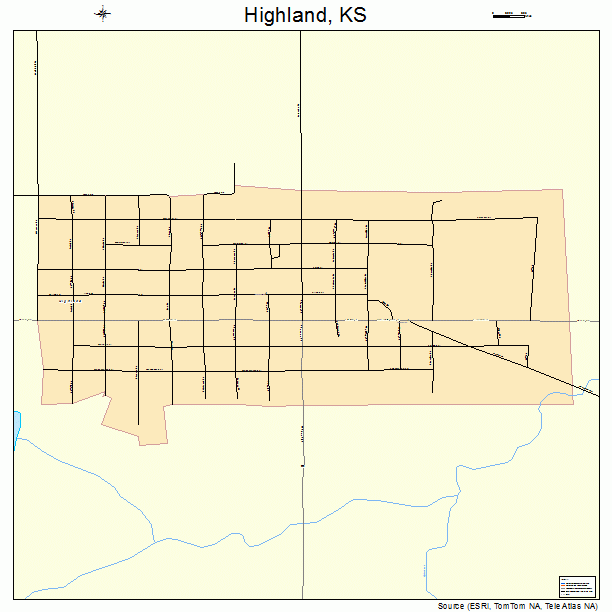 Highland, KS street map
