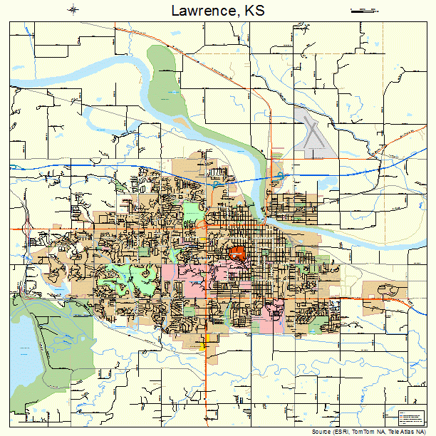 Lawrence, KS street map