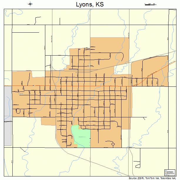 Lyons, KS street map